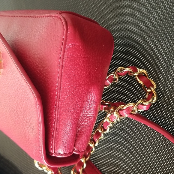 Tory Burch Kira Leather Mini Chain Clutch & Convertible Crossbody, Carnation Red - Picture 13 of 14